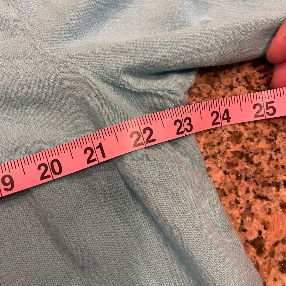 Lane Bryant 3/4 Sleeve Embellished Cotton Aqua top. Size 14/16 - Picture 4 of 11